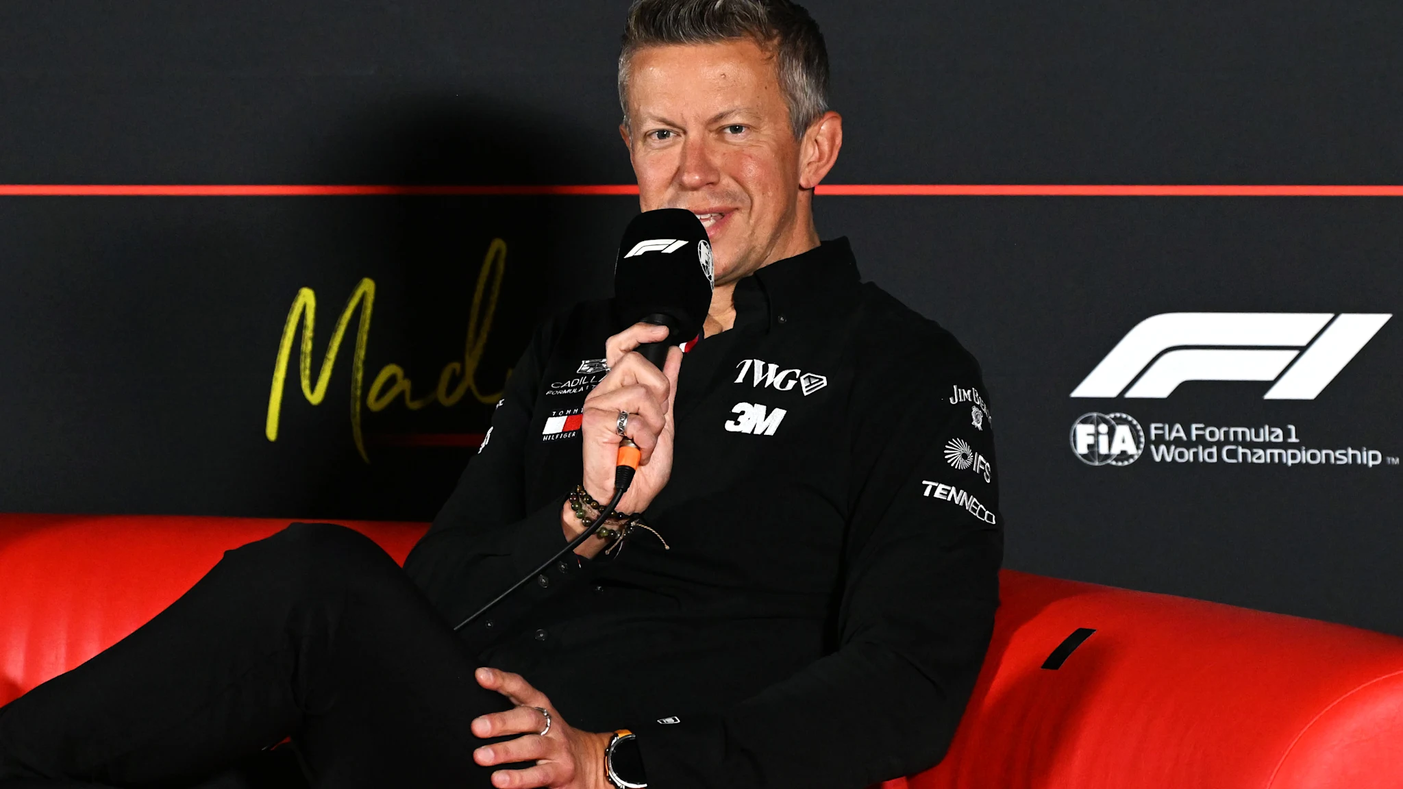 Marcin Budkowski, jefe de equipo de Cadillac, durante una conferencia de prensa en el Gran Premio de España.