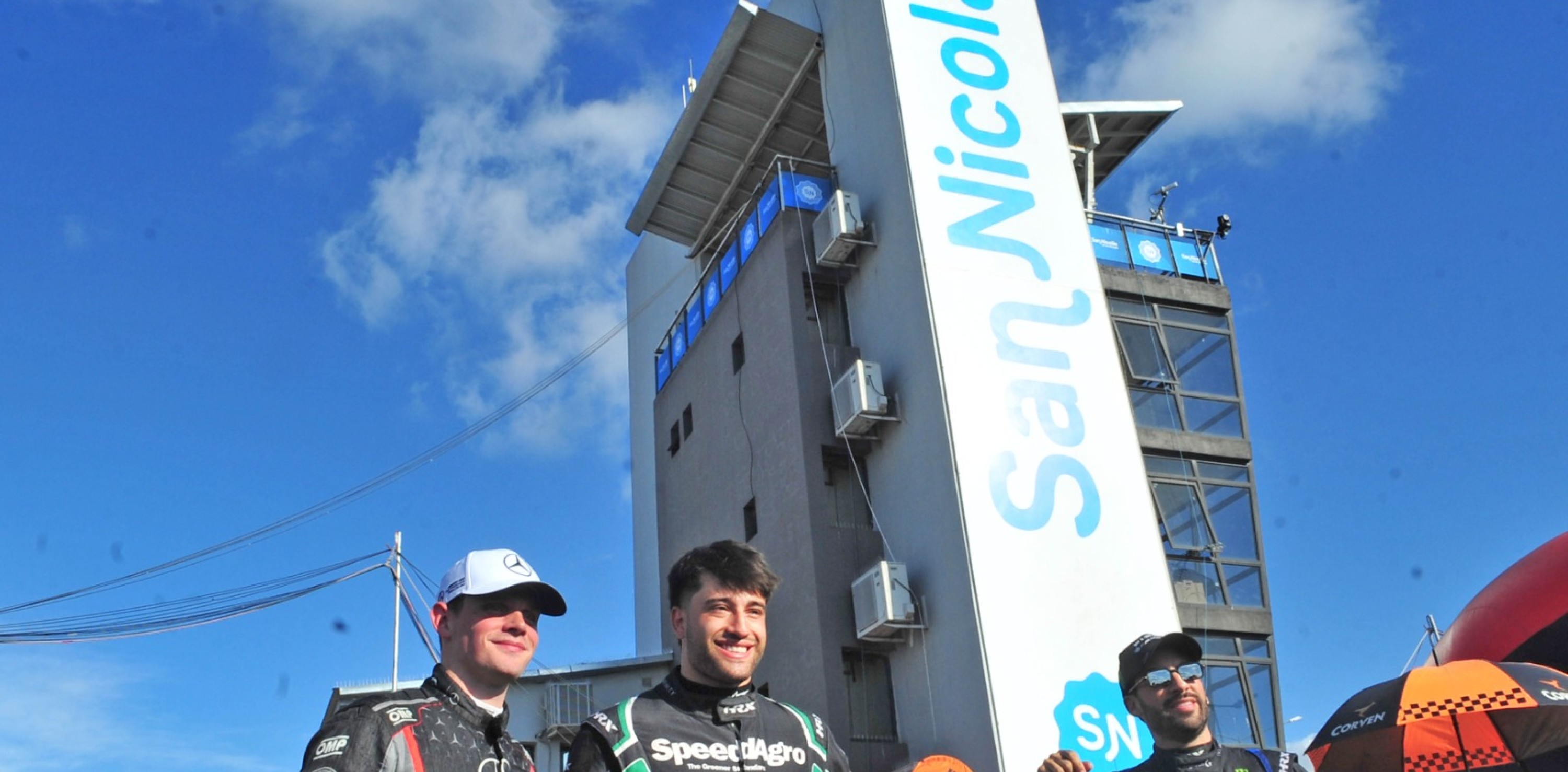Ignacio Faín, Otto Fritzler y Julián Santero en el autódromo de San Nicolás