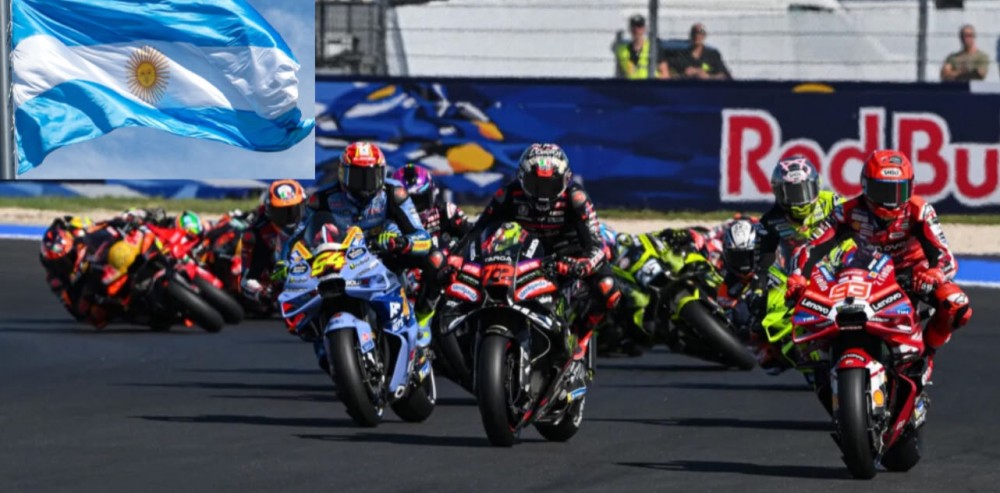Motos de MotoGP en plena competencia durante una fecha del campeonato mundial.