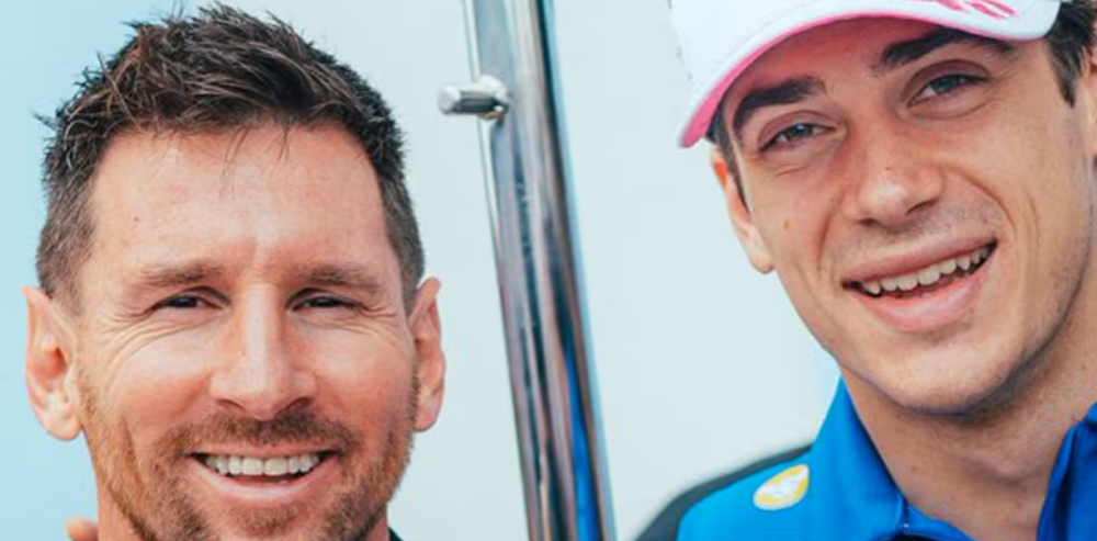 Lionel Messi y Franco Colapinto durante su encuentro en el Gran Premio de Miami de Fórmula 1.
