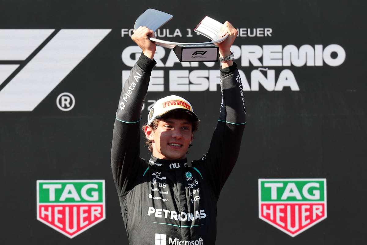 Kimi Antonelli celebra su victoria en el Gran Premio de España